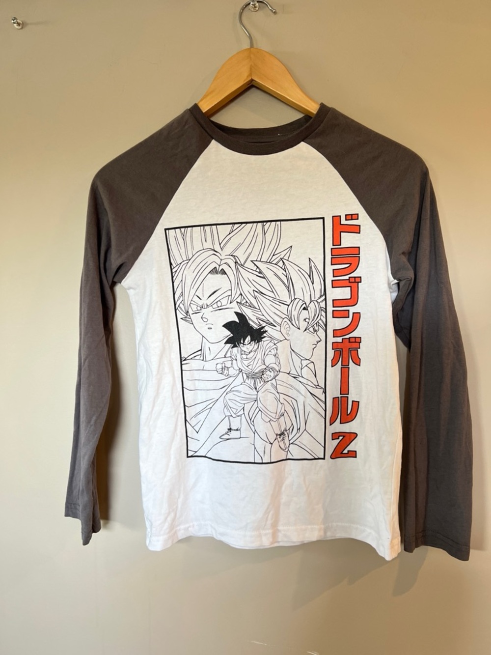 Dragon Ball Z Raglan Long Sleeve Tee - White & Charcoal